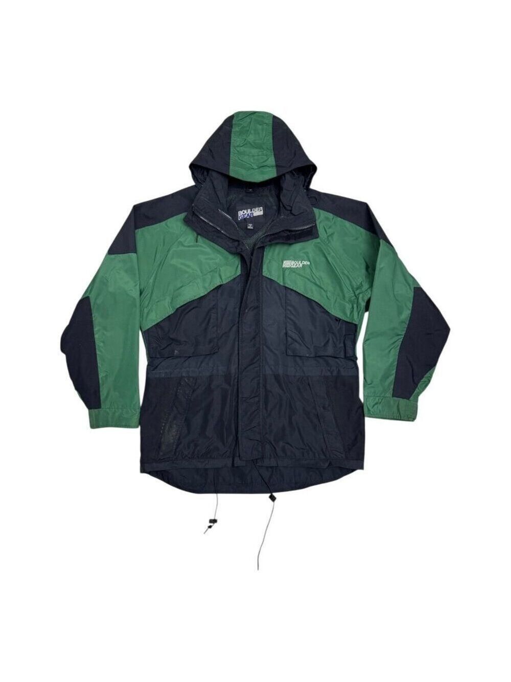 VINTAGE BOULDER GEAR Jacket Waterproof Vintage 90s Green Windbreaker Mens Small